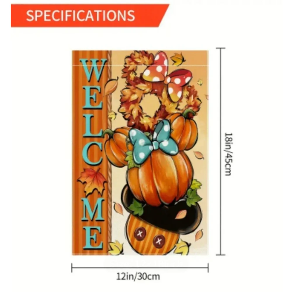 Fall Welcome Garden Flag Orange Blue 18in x 12in